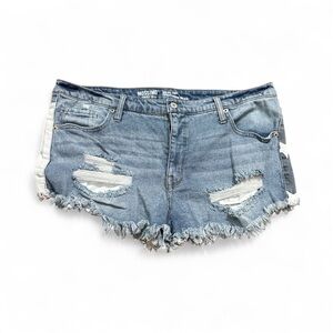 Mossimo Supply Co. Women's Frayed Blue Jean Shorts Hi Rise 16/33
